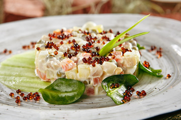 Salad with Salmon and Caviar