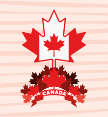 Canada symbol over striped background