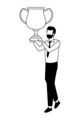 business man avatar cartoon character black and white