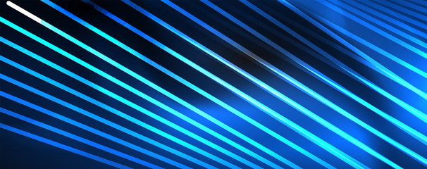 Shiny color neon light with lines, abstract wallpaper, shiny motion, magic space light. Techno abstract background