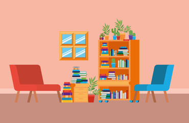 Fototapeta premium Home study room with books design