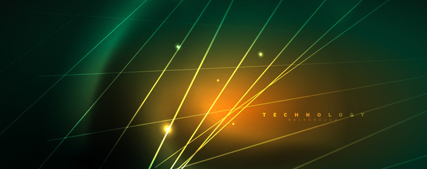 Vector neon light lines concept, abstract background