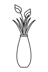 flower vase with rose icon black and white
