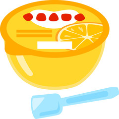 カップ入りのゼリーとプラスチックスプーン