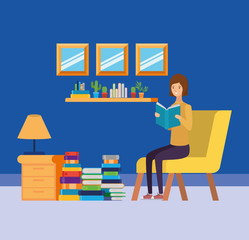 Home study room with books design