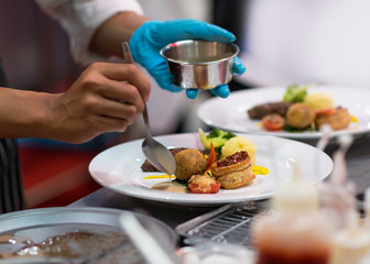 Chef cooking food in the kitchen, Chef preparing food
