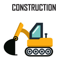 Backhoe Excavator icon automotive equipment machine. Isolated excavate shovel bulldozer loader scoop transportation dig. Illustration vector vehicle. Digger construction  machinery mover mono symbol .
