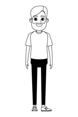 man with beard avatar cartoon character black and white