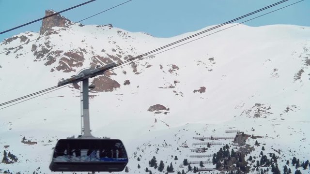 Ski Tram goes through screen in Switzerland