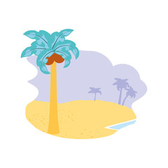 tropical beach palm summer icon