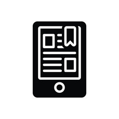 Black solid icon for ereader bookmark