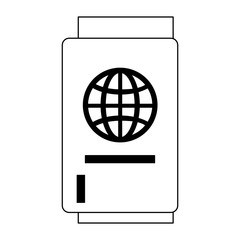 Travel passport document symbol isolated in black and white