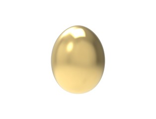 3D rendering of a golden egg isolated in studio background.