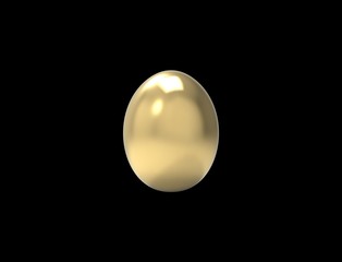 3D rendering of a golden egg isolated in studio background.