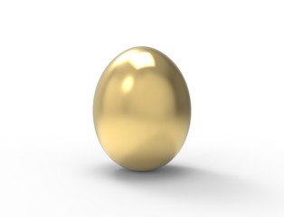 3D rendering of a golden egg isolated in studio background.