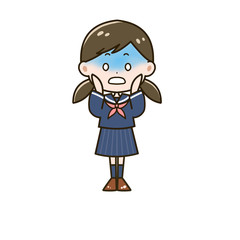青ざめる女の子　ポーズ　イラスト