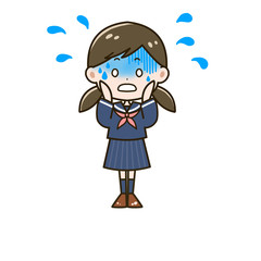 青ざめる女の子３　ポーズ　イラスト