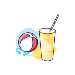 refresh juice in the beach with ball plastic