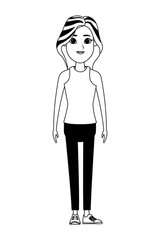 young woman avatar cartoon character black and white