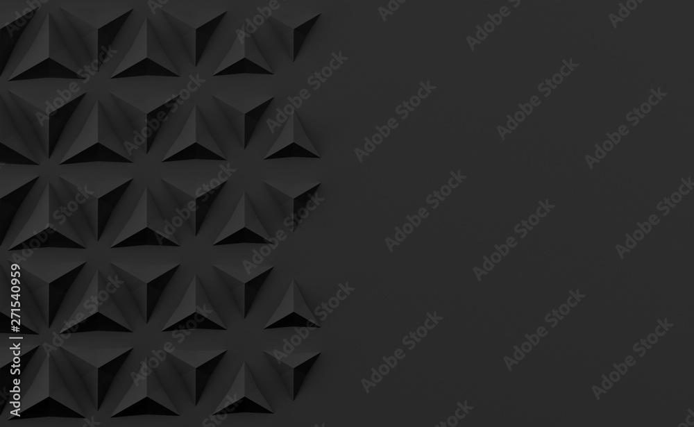 Wall mural triangular abstract geometric dark background of triangular volumetric elements of different random 
