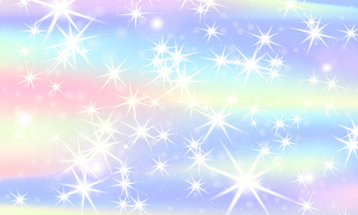 Unicorn rainbow background. Holographic sky