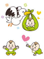 コウノトリと男の赤ちゃん