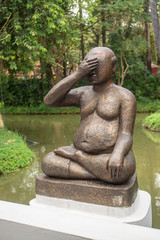 Blindfolded statue for to know how to control what you should look or should not look at in Thailand