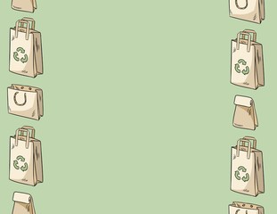 Use less plastic paper bags seamless pattern. Letter template. Ecological and zero-waste. Go green living