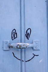 Unusual door decoration on the doors of Chefchaouen, Morocco, the blue city