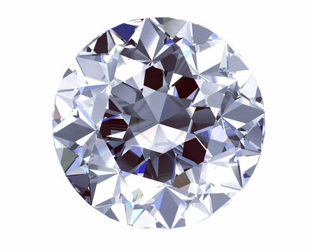 Shiny white diamond illustration .3D rendering.(high resolution 3D image)
