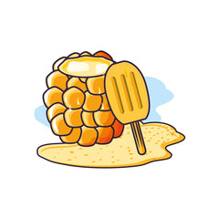 cocktail of pineapple with ice cream in stick