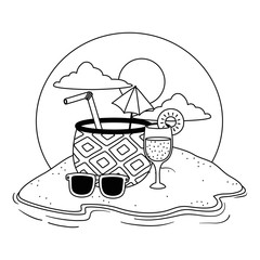 Summer and vacation icon set design