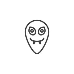 Funny alien line icon. Ufo invader linear style sign for mobile concept and web design. Humanoid head outline vector icon. Symbol, logo illustration. Vector graphics