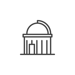 Observatory building line icon. linear style sign for mobile concept and web design. Astronomy observatory outline vector icon. Symbol, logo illustration. Vector graphics