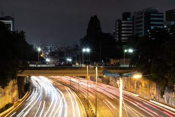 Night long exposure from viaduct Cidade Osaka, Liberdade