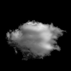 White cloud isolated on a black background realistic cloud.