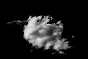 White cloud isolated on a black background realistic cloud.