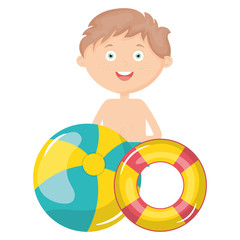 little boy with swimsuit and float lifeguard
