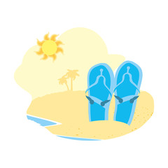 summer flip flops accessory in the beach