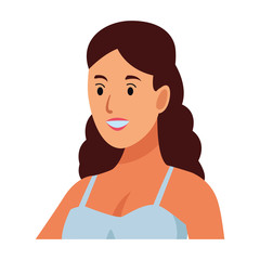 Young woman smiling profile cartoon vector illustration