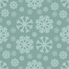 Seamless pattern with flat snowflakes.