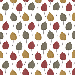 Seamless pattern with cartoon autumn leaves.