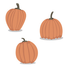 Set of orange pumpkins in cartoon style.