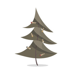 Isolated cartoon spruce with pencils.