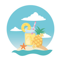 pineapple juice drink design vector illustration