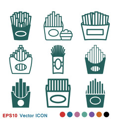 French fries icon. Vector logo, illustration, sign symbol for design