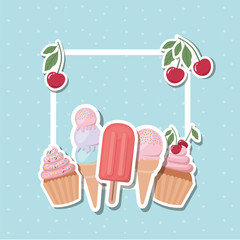 Hello summer and vacation stickers design