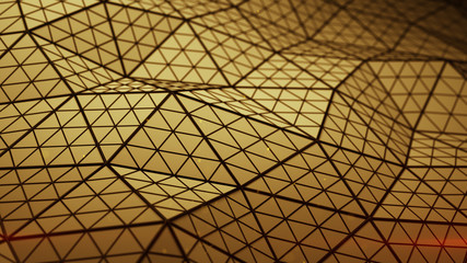 Low poly orange triangulated surface 3D render