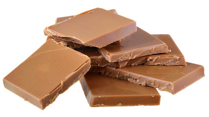 Cubes of chocolate isolated