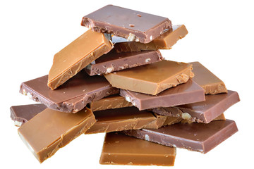 Cubes of chocolate isolated